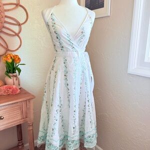 Halter Sequin White Floral Sparkle Embellished Y2K Mermaid Coastal 50s Dress